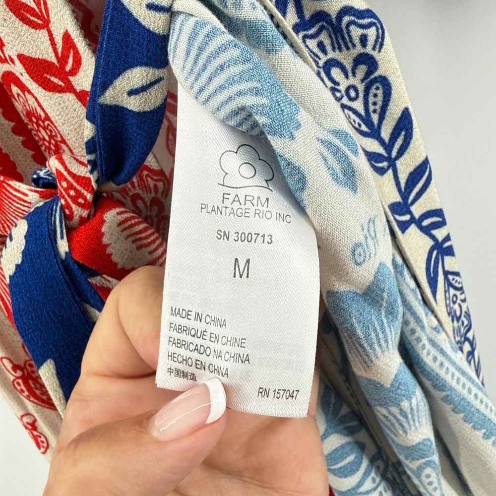 NWT Farm Rio Mixed Pineapple Garden Maxi Wrap Dress Red Blue Floral Medium - Picture 8 of 11